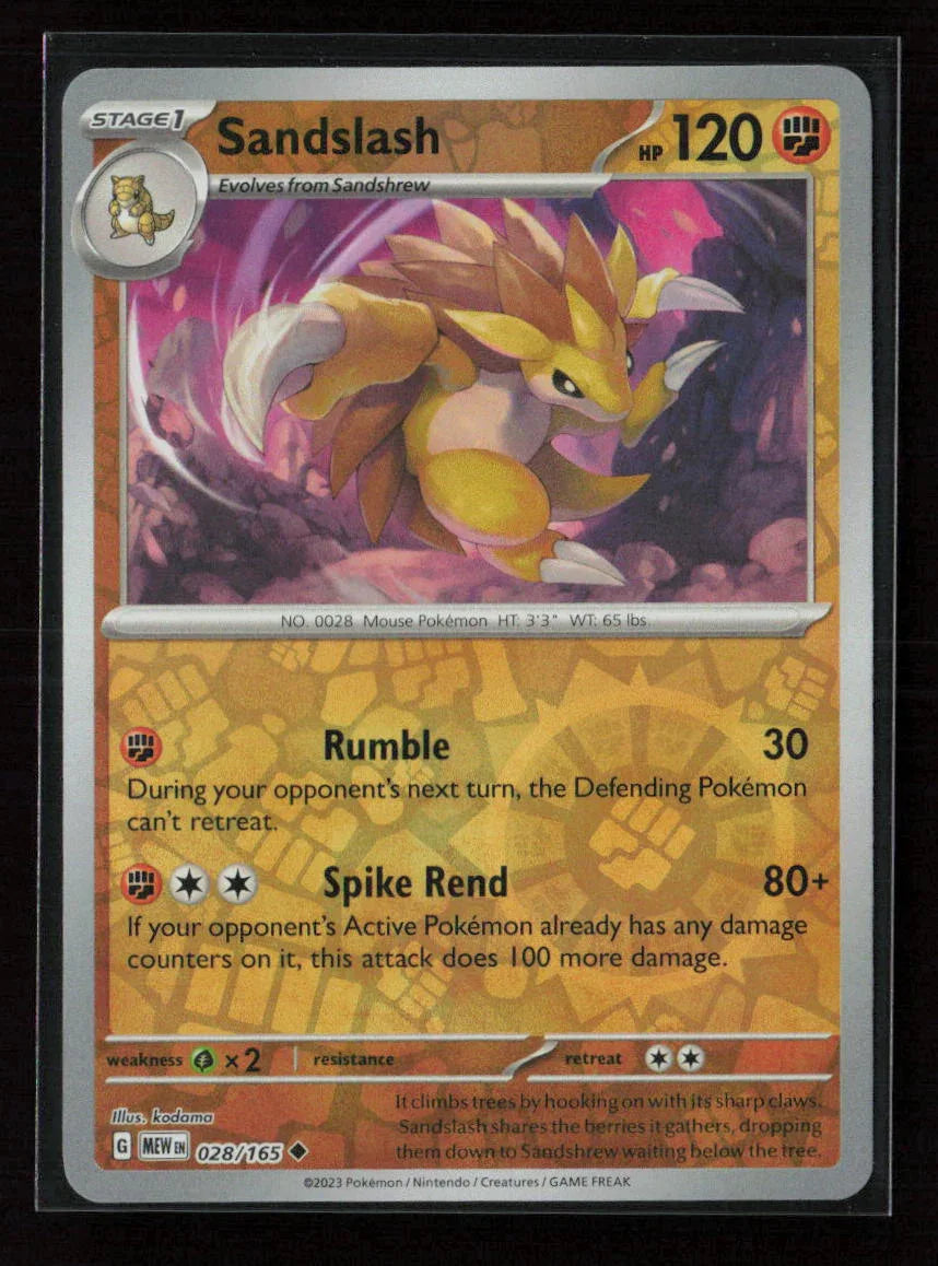 Sandslash Uncommon SV: Scarlet & Violet 151 028/165 NM - Kang's Collectibles