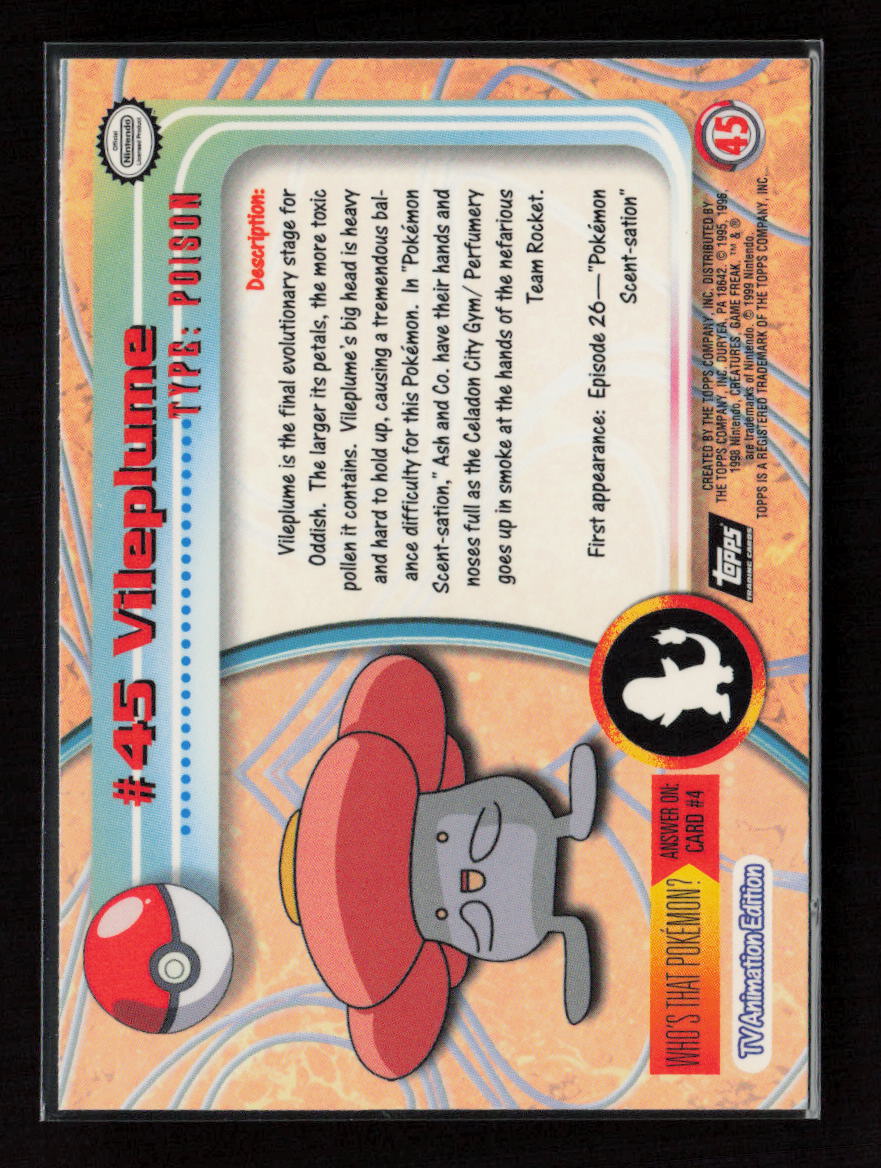 Vileplume Topps Pokemon TV Animation Edition Series 1 45 LP (Back)