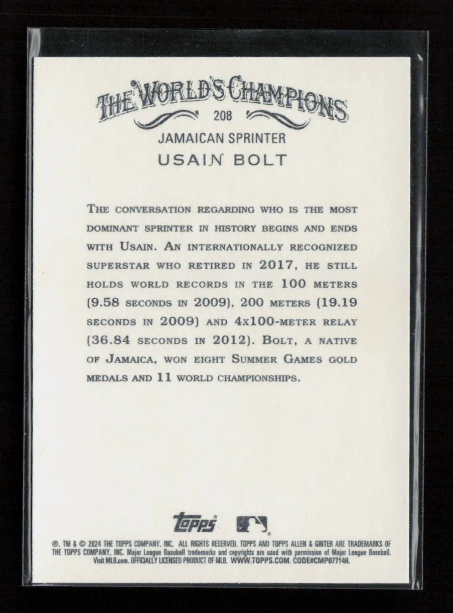Usain Bolt 2024 Topps Allen & Ginter 208 NM - Kang's Collectibles