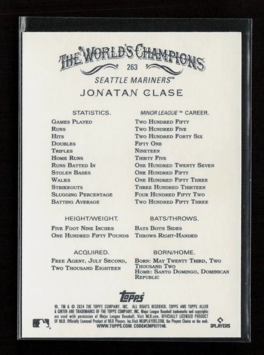 Jonatan Clase 2024 Topps Allen & Ginter 263 NM - Kang's Collectibles