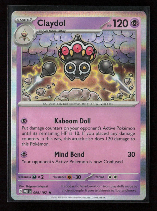 Claydol Rare SV03: Obsidian Flames 095/197 NM - Kang's Collectibles