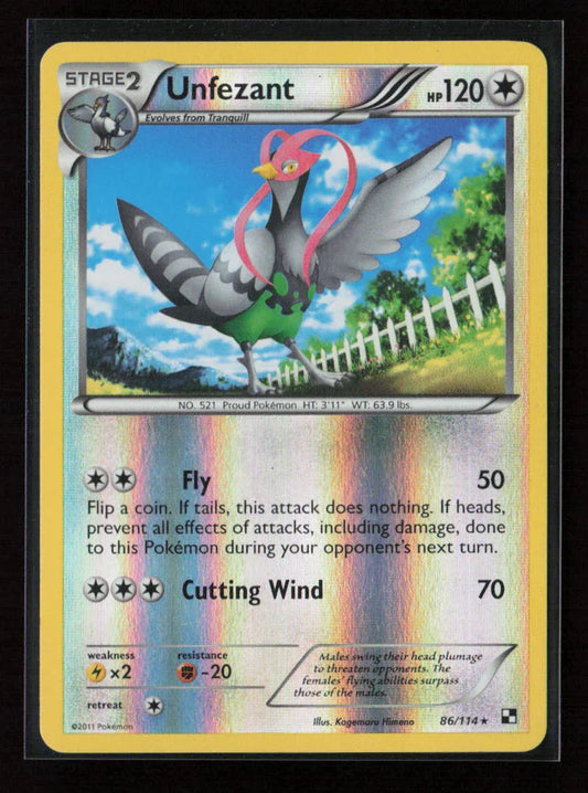 Unfezant Rare Black and White 86/114 NM - Kang's Collectibles