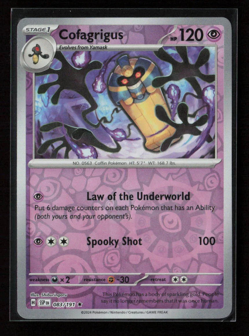 Cofagrigus Rare SV08: Surging Sparks 083/191 NM - Kang's Collectibles