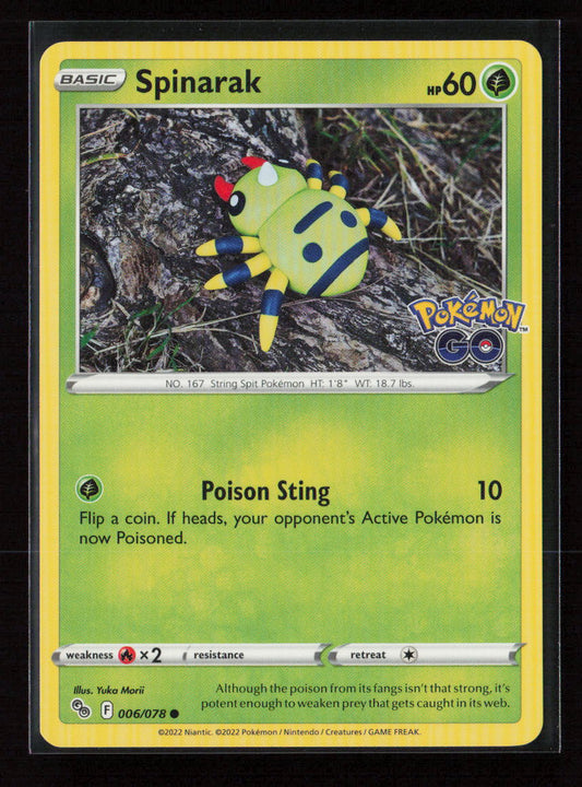 Spinarak Common Pokemon GO 006/078 NM