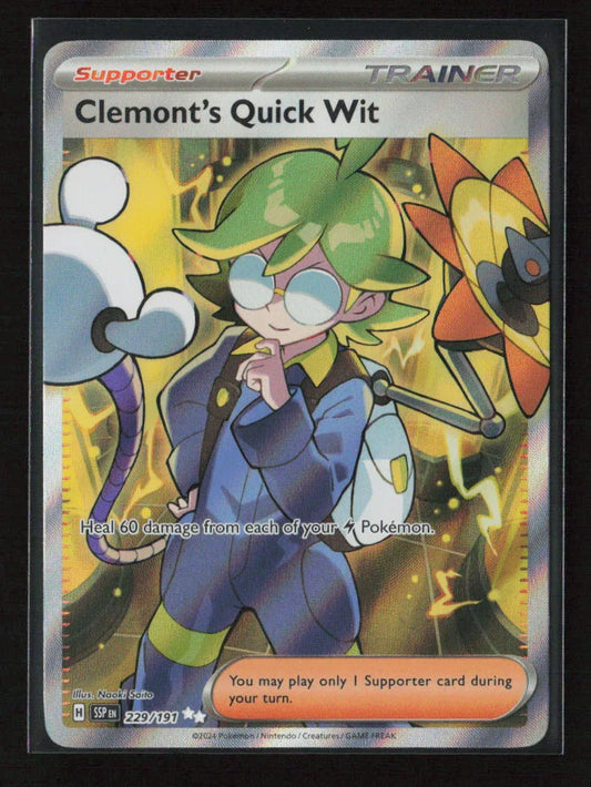 Clemont's Quick Wit - Ultra Rare SV08: Surging Sparks 229/191 NM - Kang's Collectibles