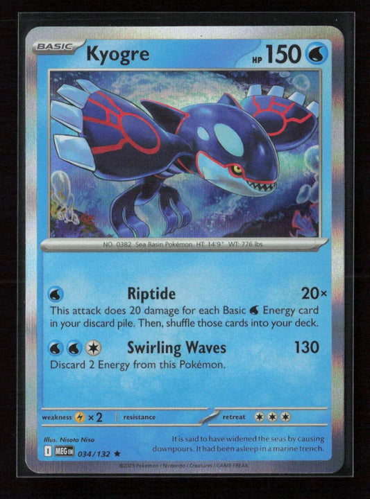 Kyogre Rare ME01: Mega Evolution 034/132 NM - Kang's Collectibles