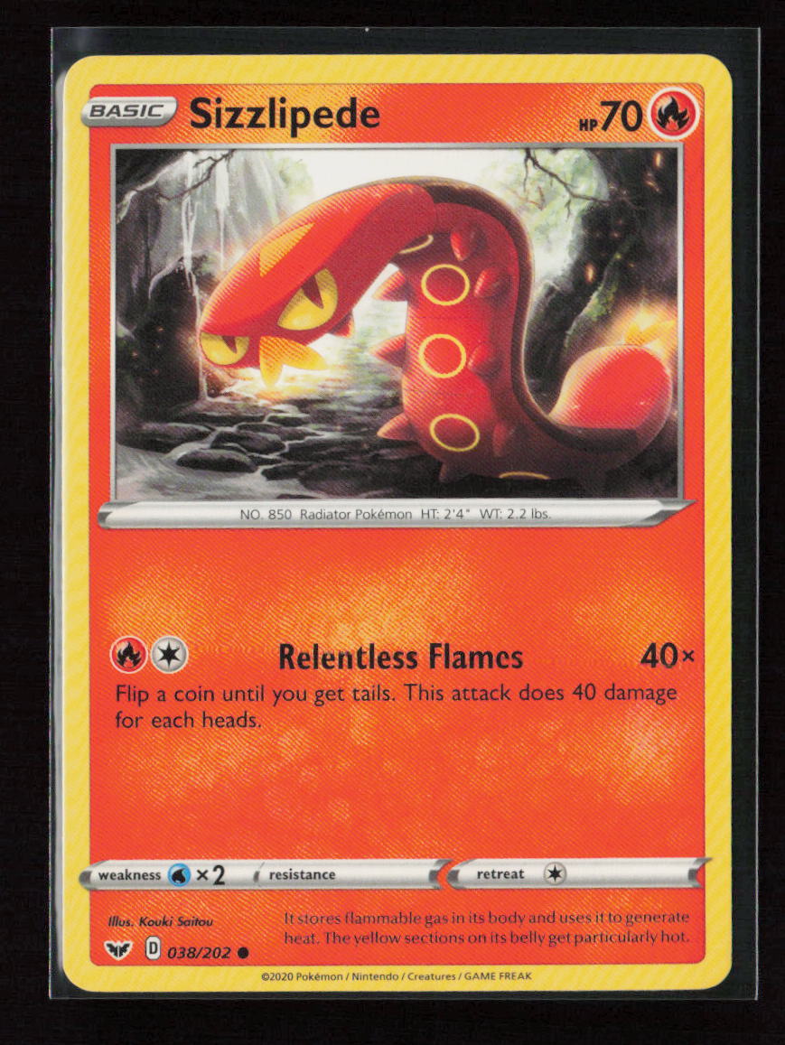 Sizzlipede (038) Common SWSH01: Sword & Shield Base Set 038/202 LP
