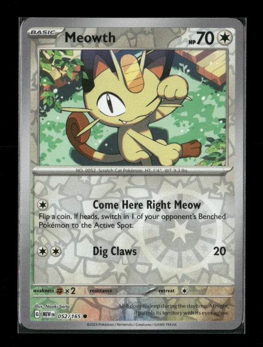 Meowth Common SV: Scarlet & Violet 151 052/165 LP - Kang's Collectibles