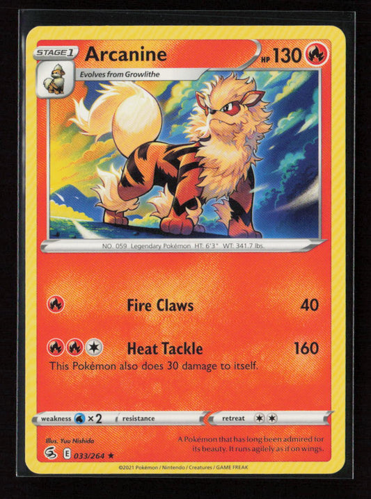 Arcanine Rare SWSH08: Fusion Strike 033/264 LP