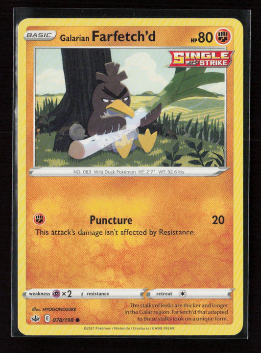 Galarian Farfetch'd Common SWSH06: Chilling Reign 078/198 LP