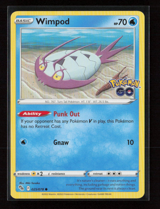 Wimpod Common Pokemon GO 025/078 NM