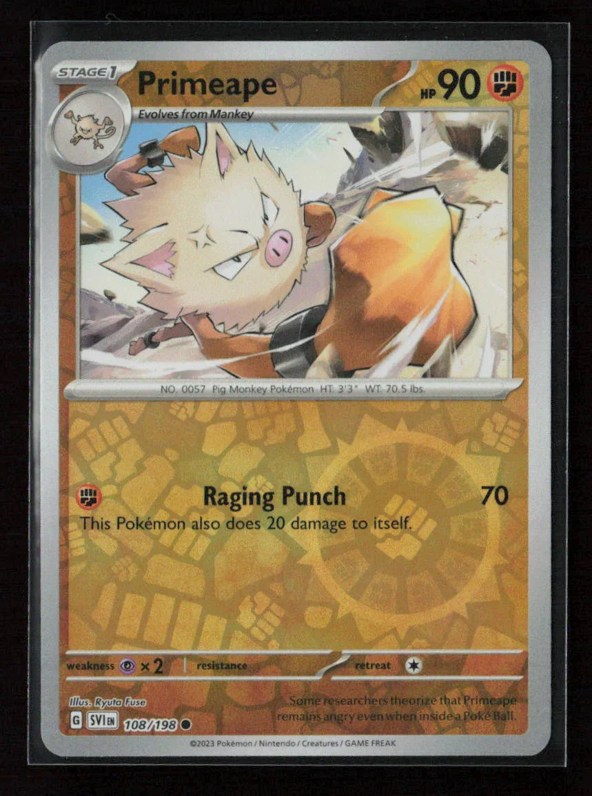 Primeape Common SV01: Scarlet & Violet Base Set 108/198 NM - Kang's Collectibles