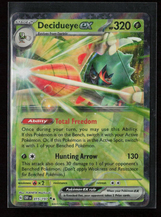 Decidueye ex Double Rare SV03: Obsidian Flames 015/197 NM - Kang's Collectibles
