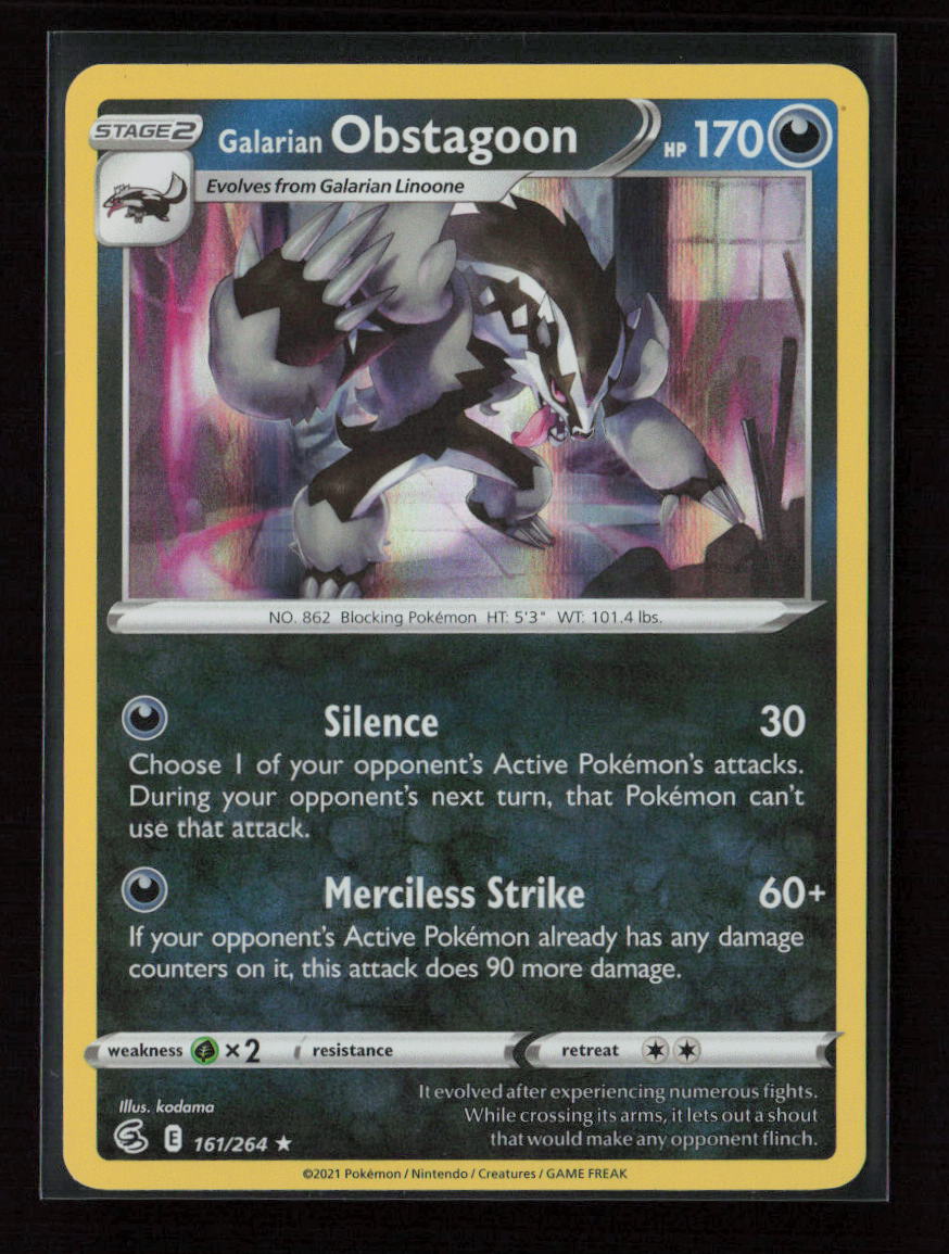 Galarian Obstagoon Holo Rare SWSH08: Fusion Strike 161/264 NM