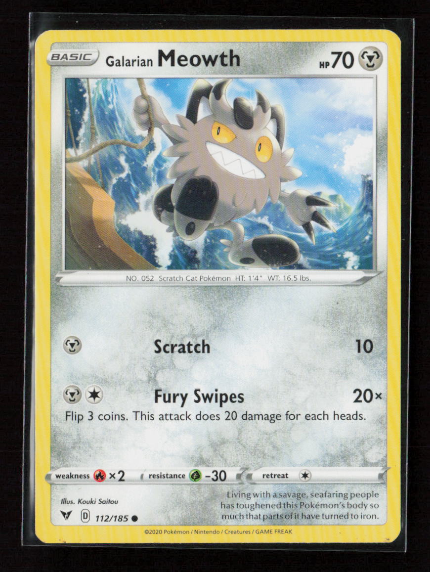 Galarian Meowth Common SWSH04: Vivid Voltage 112/185 LP