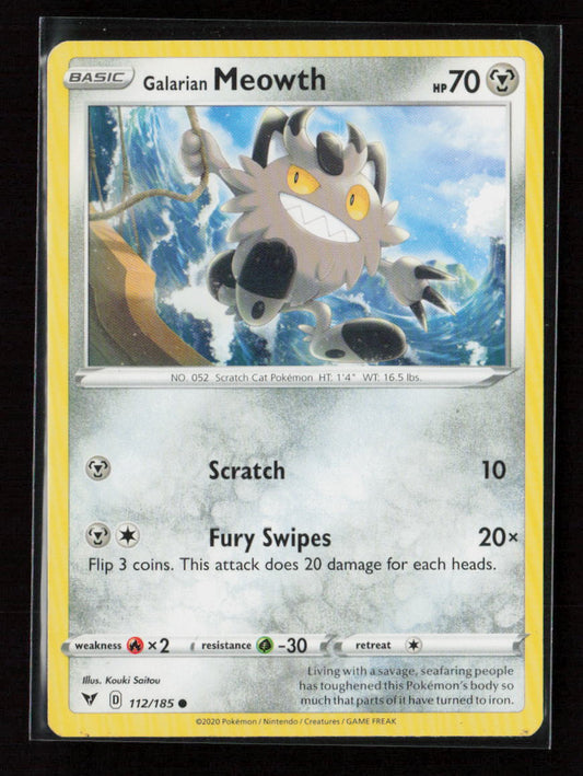 Galarian Meowth Common SWSH04: Vivid Voltage 112/185 LP