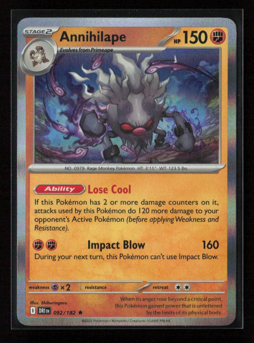 Annihilape Rare SV10: Destined Rivals 092/182 NM - Kang's Collectibles