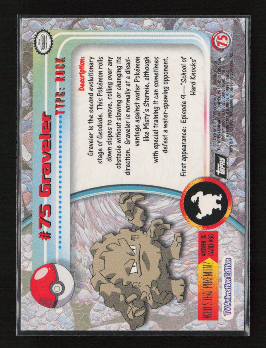 Graveler Pokemon 1999 Topps TV 75 NM (Back)