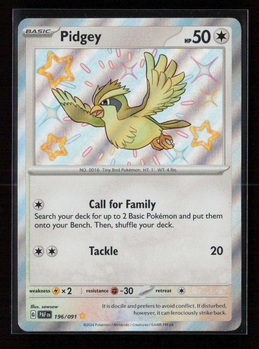 Pidgey Shiny Rare SV: Paldean Fates 196/091 NM - Kang's Collectibles