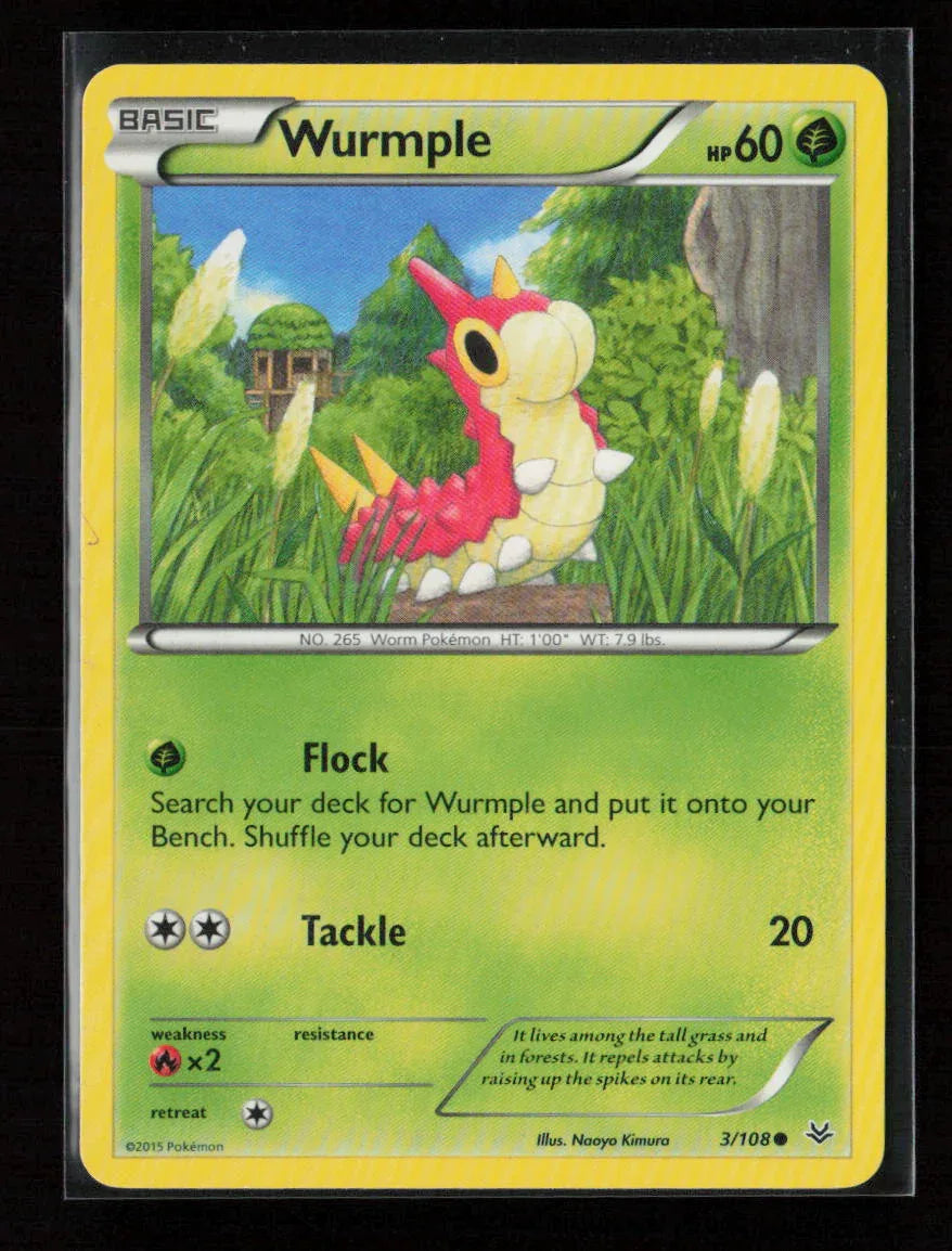 Wurmple Common XY - Roaring Skies 3/108 LP - Kang's Collectibles