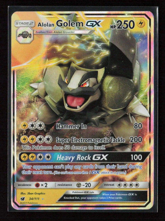 Alolan Golem GX Ultra Rare SM - Crimson Invasion 34/111 NM - Kang's Collectibles