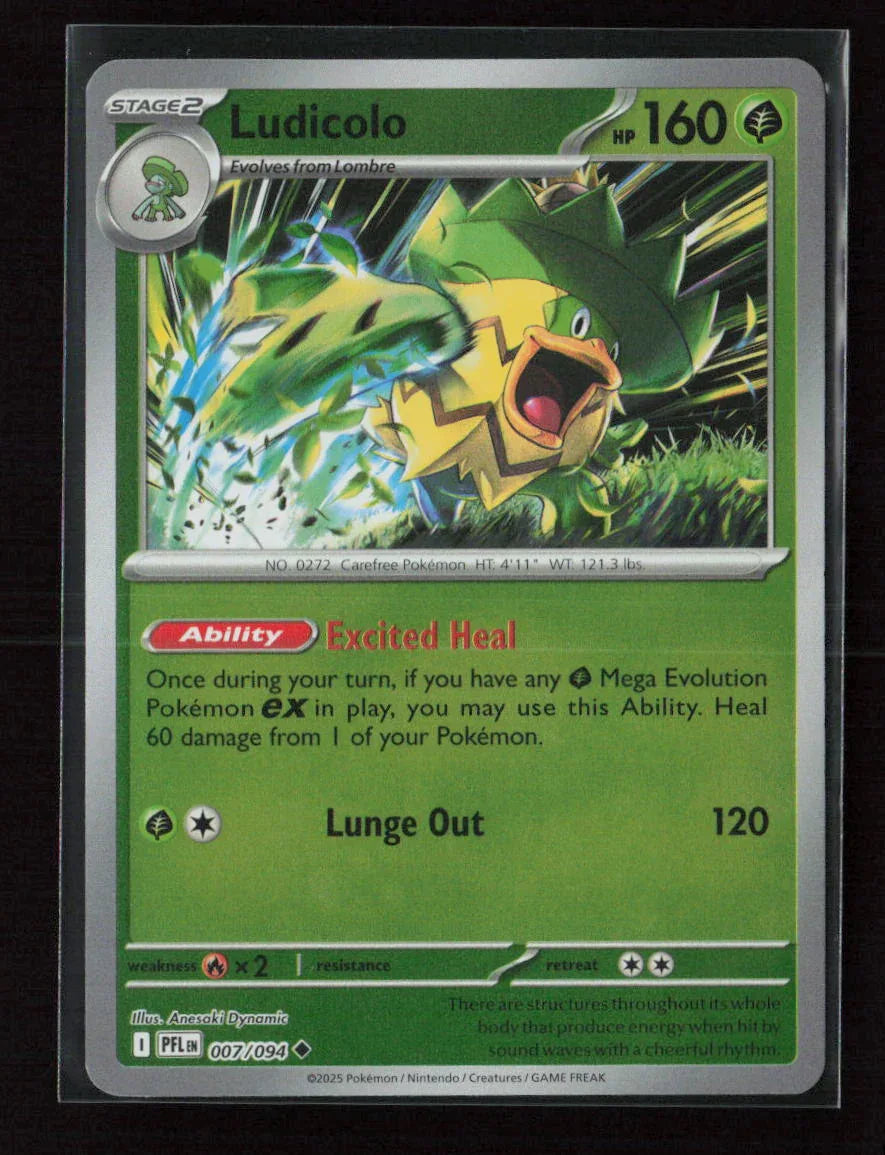 Ludicolo - Uncommon ME02: Phantasmal Flames 007/094 NM - Kang's Collectibles