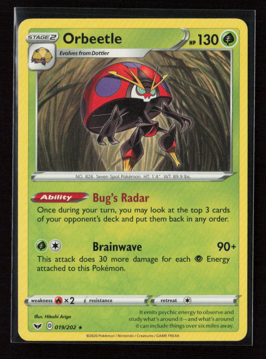Orbeetle Rare SWSH01: Sword & Shield Base Set 019/202 LP