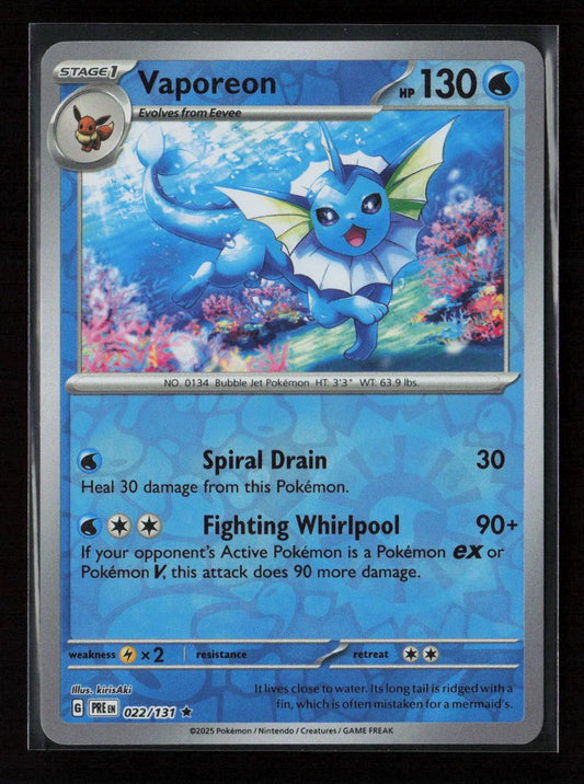 Vaporeon Rare SV: Prismatic Evolutions 022/131 NM - Kang's Collectibles