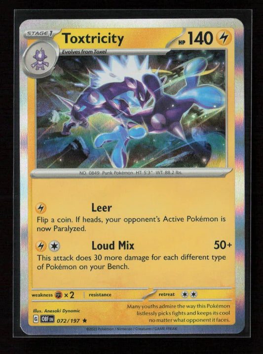 Toxtricity Rare SV03: Obsidian Flames 072/197 NM - Kang's Collectibles
