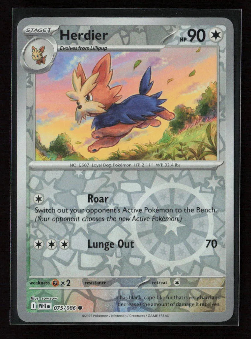 Herdier Common SV: White Flare 075/086 NM - Kang's Collectibles