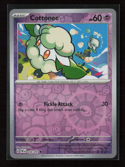 Cottonee Common SV: Paldean Fates 034/091 NM - Kang's Collectibles