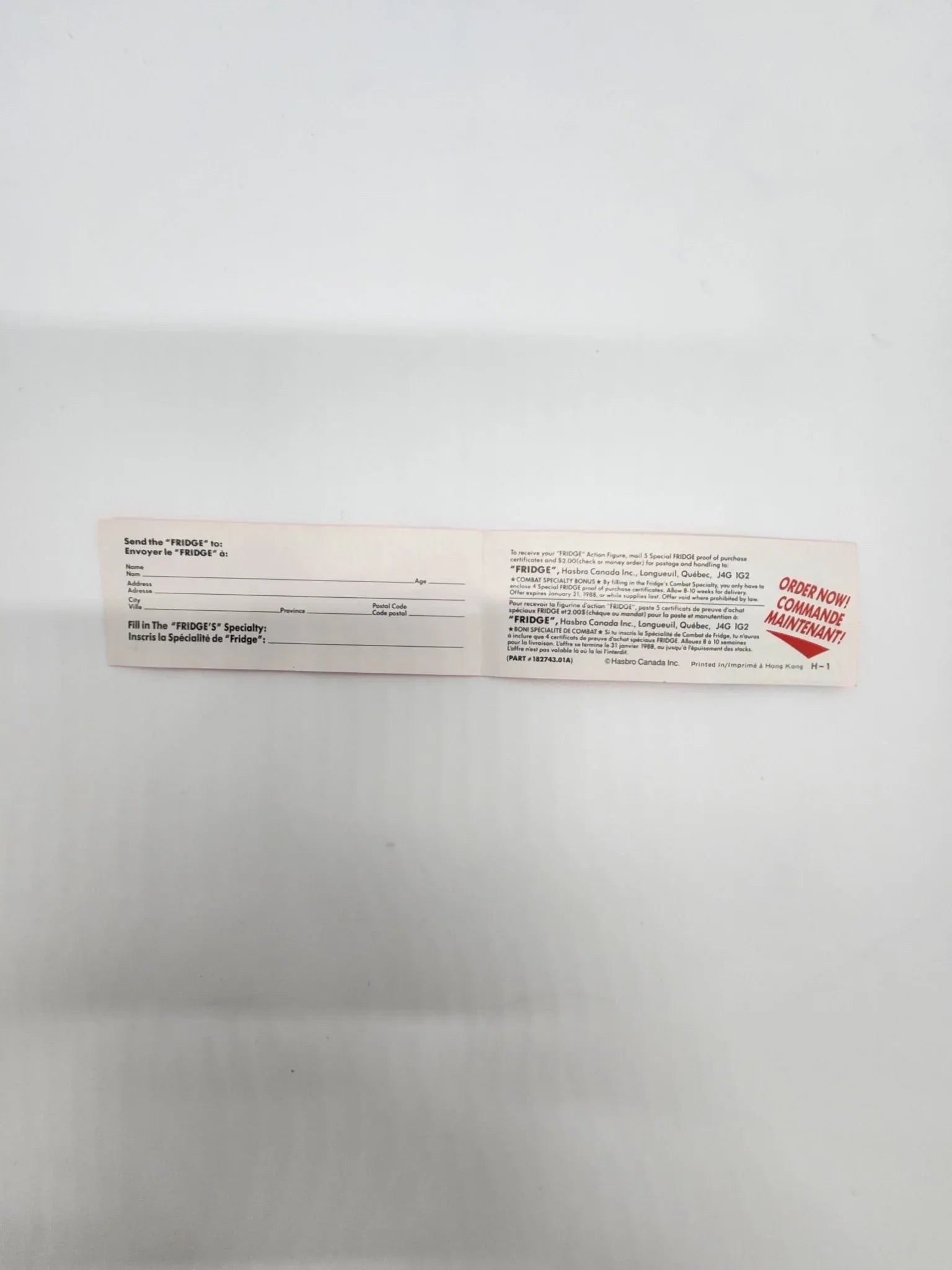 'Fridge' Mail Away Form - Kang's Collectibles