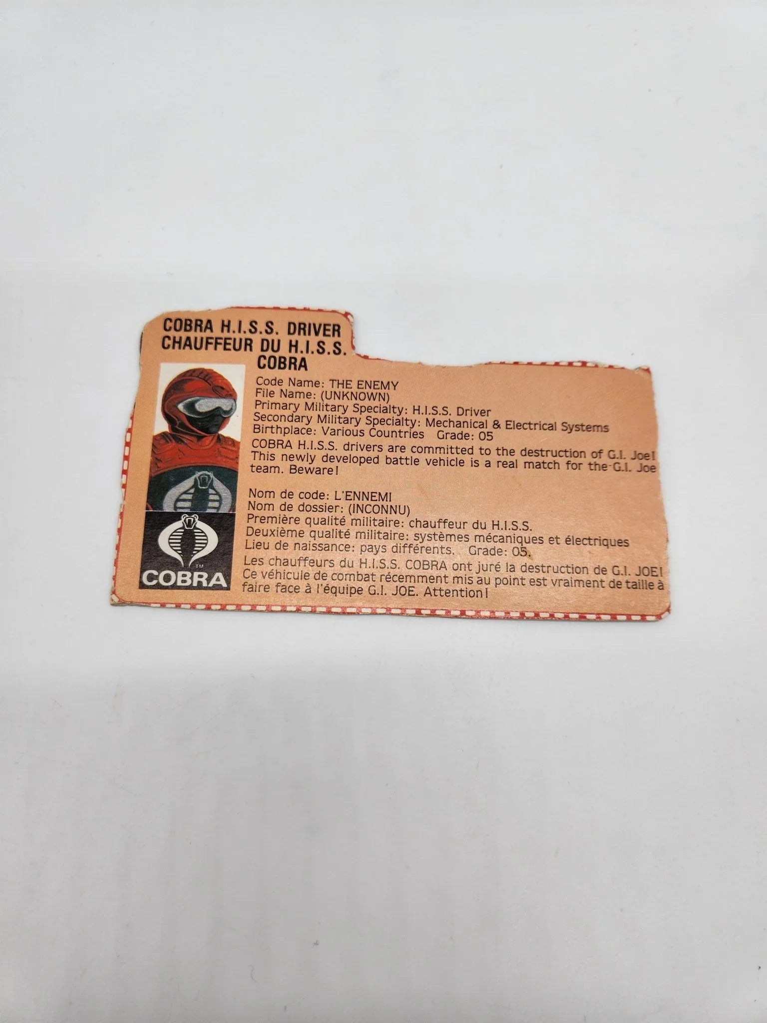 HISS Driver File Card - Kang's Collectibles