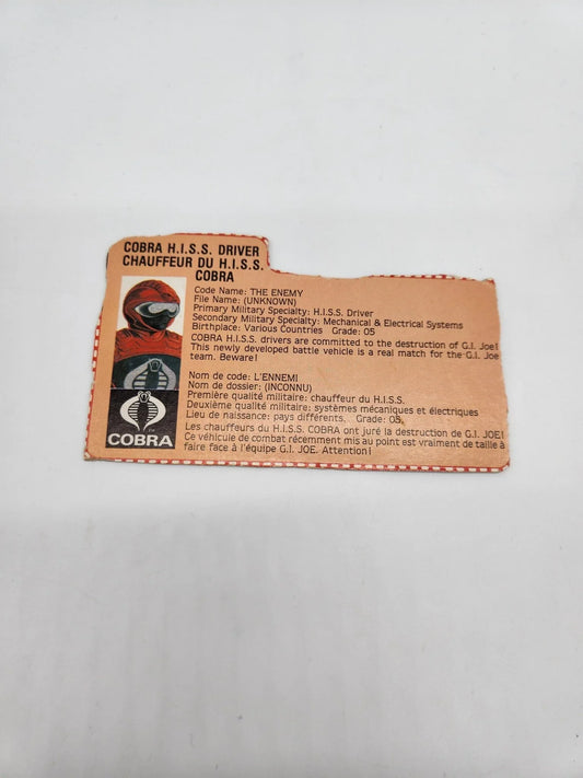 HISS Driver File Card - Kang's Collectibles