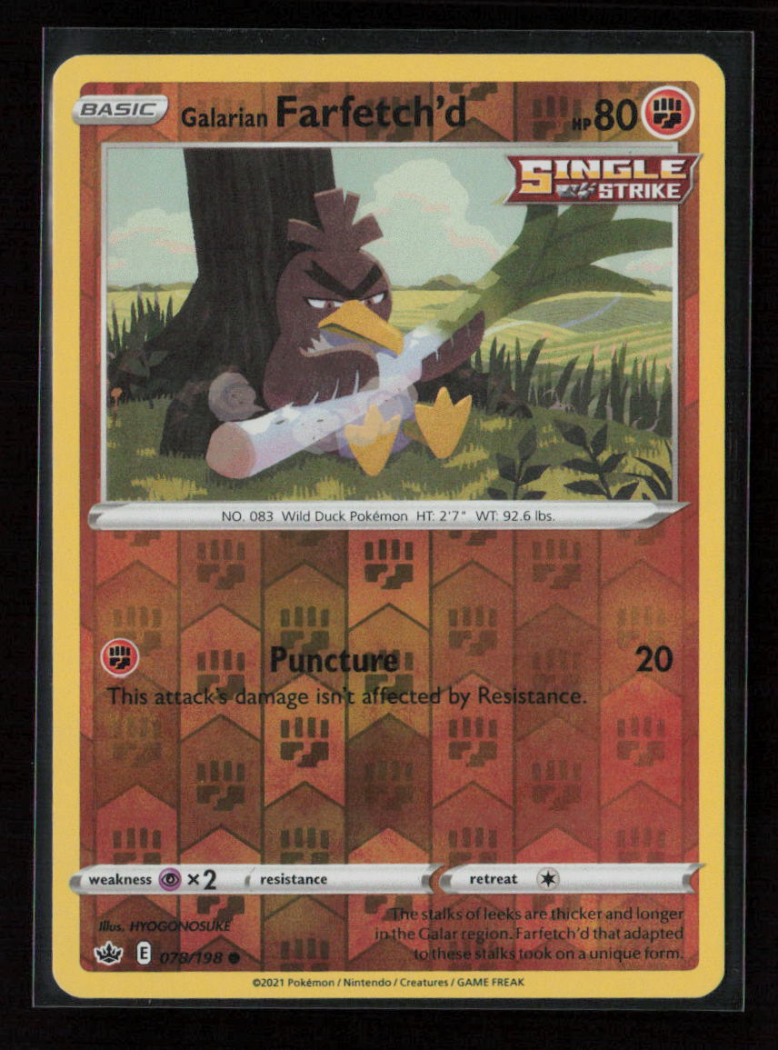 Galarian Farfetch'd Common SWSH06: Chilling Reign 078/198 NM