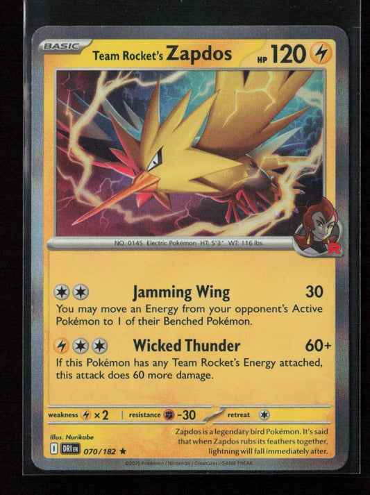 Team Rocket's Zapdos Rare SV10: Destined Rivals 070/182 NM - Kang's Collectibles