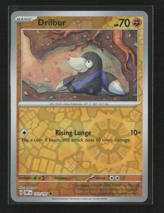 Drilbur Common SV03: Obsidian Flames 111/197 NM - Kang's Collectibles