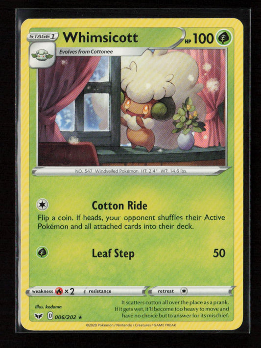 Whimsicott Rare SWSH01: Sword & Shield Base Set 006/202 LP