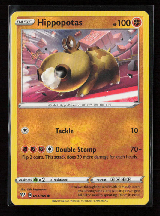 Hippopotas Common SWSH03: Darkness Ablaze 093/189 LP