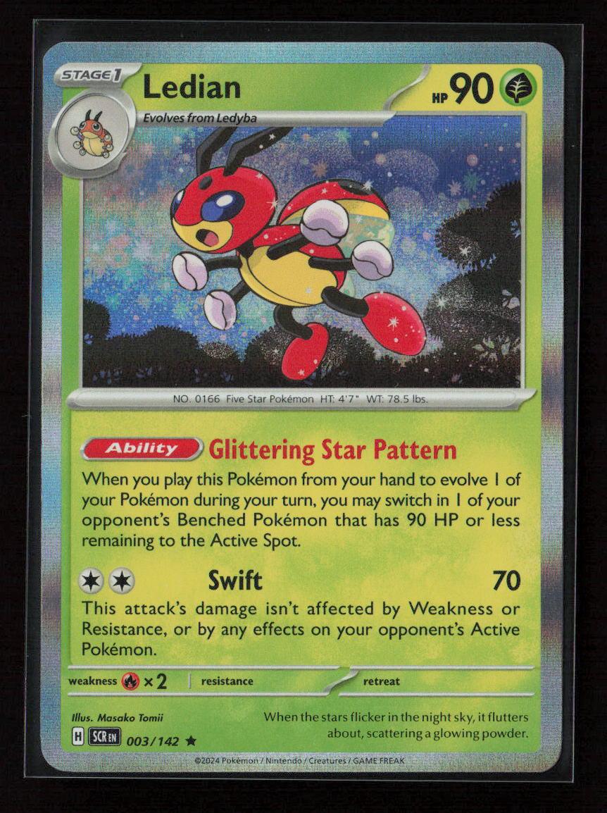 Ledian - Rare SV07: Stellar Crown 003/142 NM - Kang's Collectibles