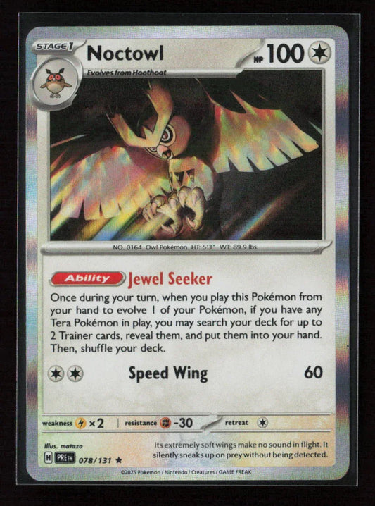 Noctowl Rare SV: Prismatic Evolutions 078/131 NM - Kang's Collectibles