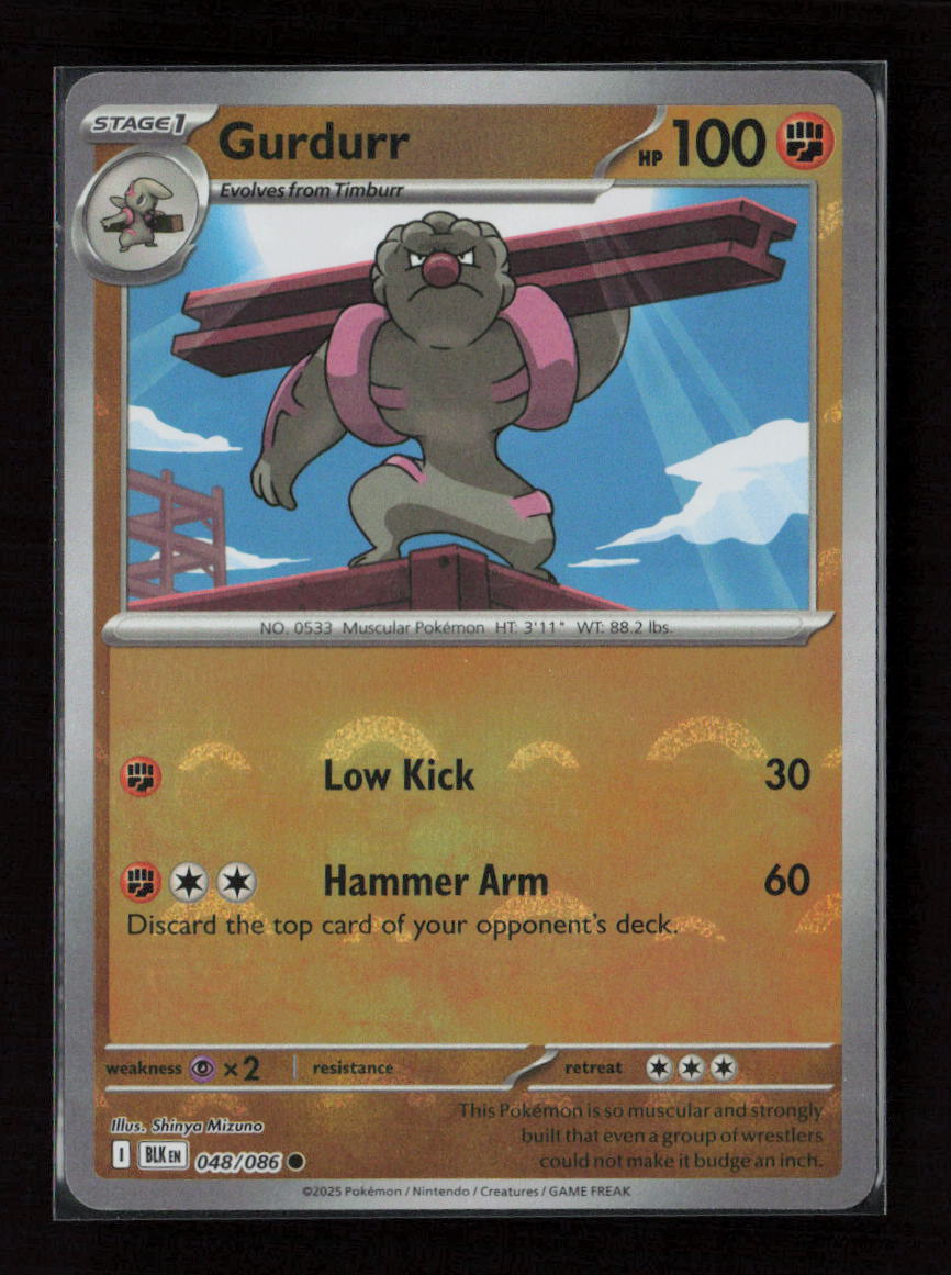 Gurdurr (Poke Ball Pattern) Common SV: Black Bolt 048/086 NM