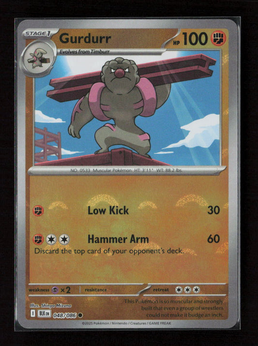 Gurdurr (Poke Ball Pattern) Common SV: Black Bolt 048/086 NM