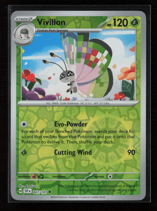 Vivillon - Uncommon SV08: Surging Sparks 007/191 NM