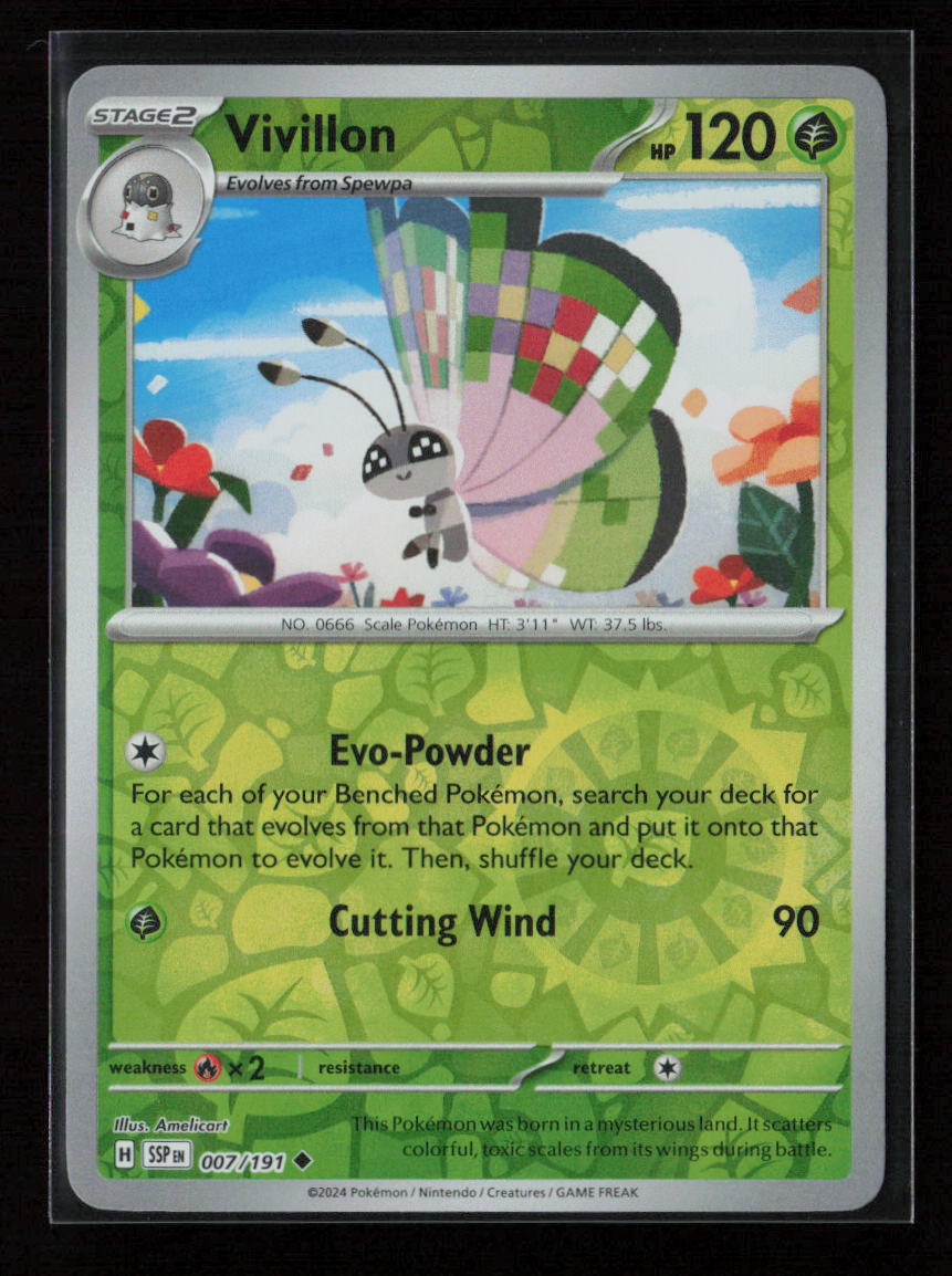 Vivillon - Uncommon SV08: Surging Sparks 007/191 NM