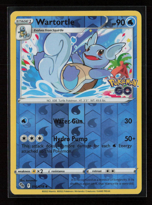Wartortle Uncommon Pokemon GO 016/078 NM