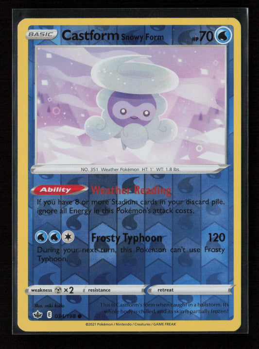 Castform Snowy Form Common SWSH06: Chilling Reign 034/198 NM