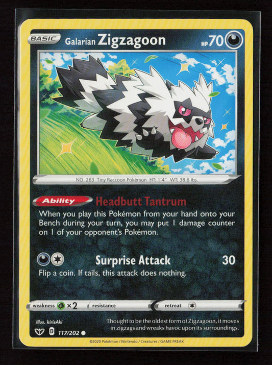 Galarian Zigzagoon Common SWSH01: Sword & Shield Base Set 117/202 LP
