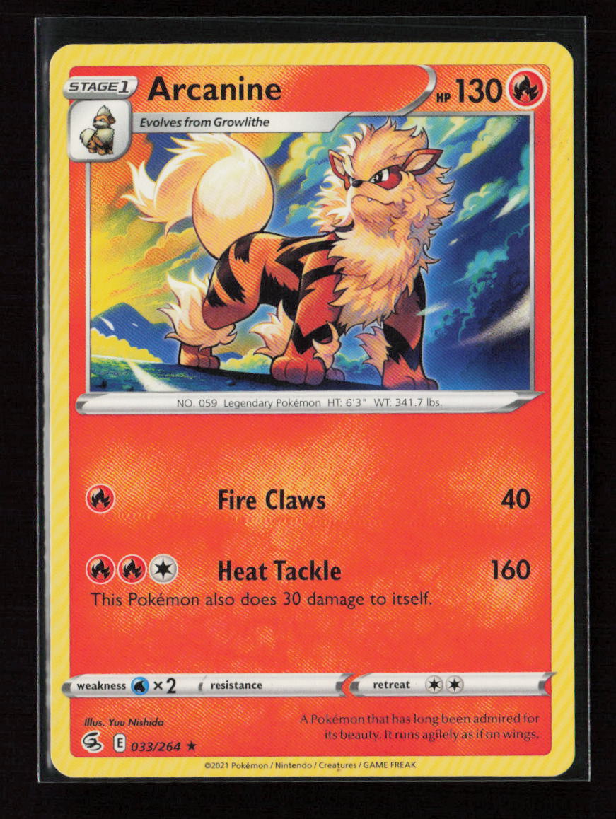 Arcanine Rare SWSH08: Fusion Strike 033/264 LP