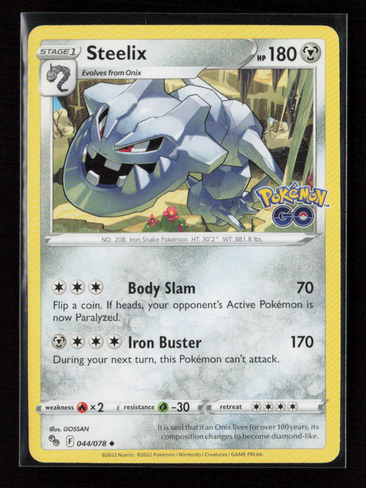 Steelix Uncommon Pokemon GO 044/078 LP